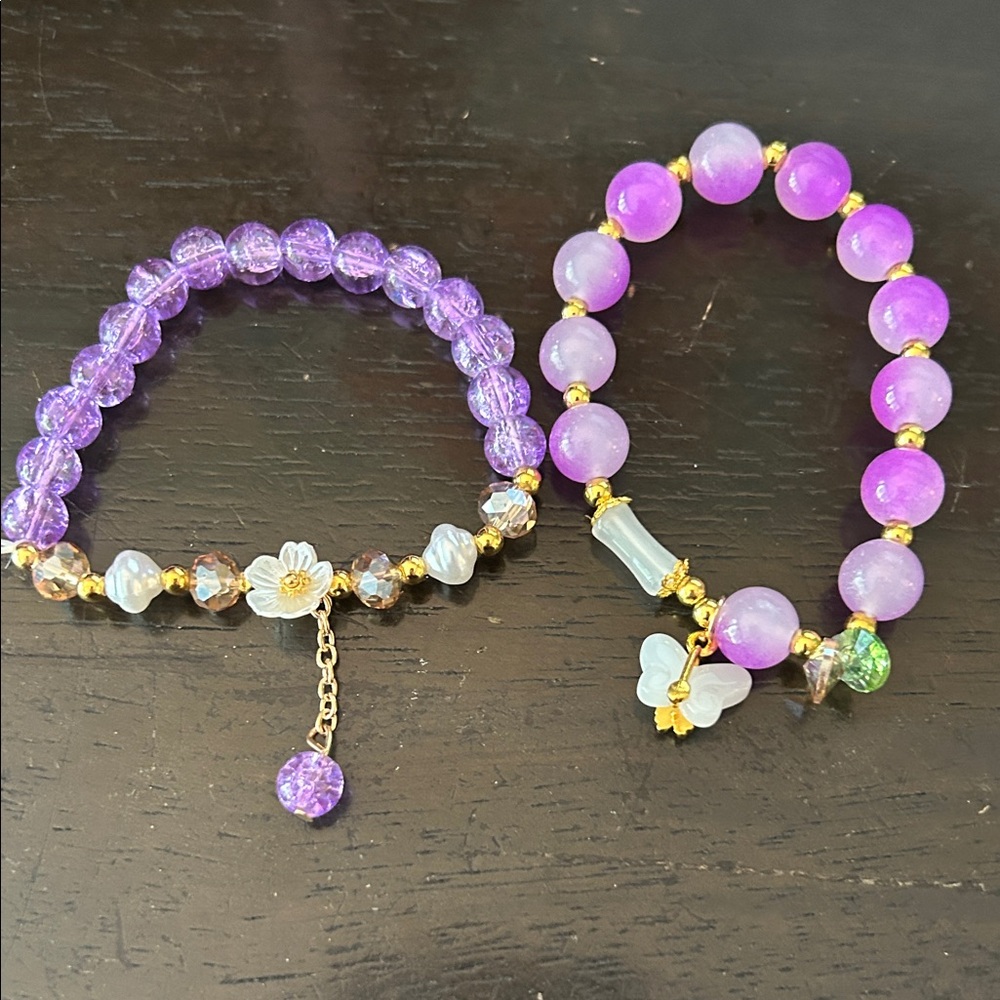 Purple Beaded Bracelet Set